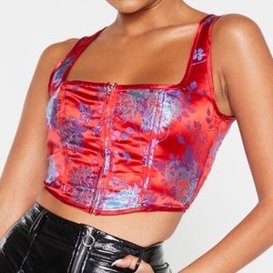 Zipped silk crop top